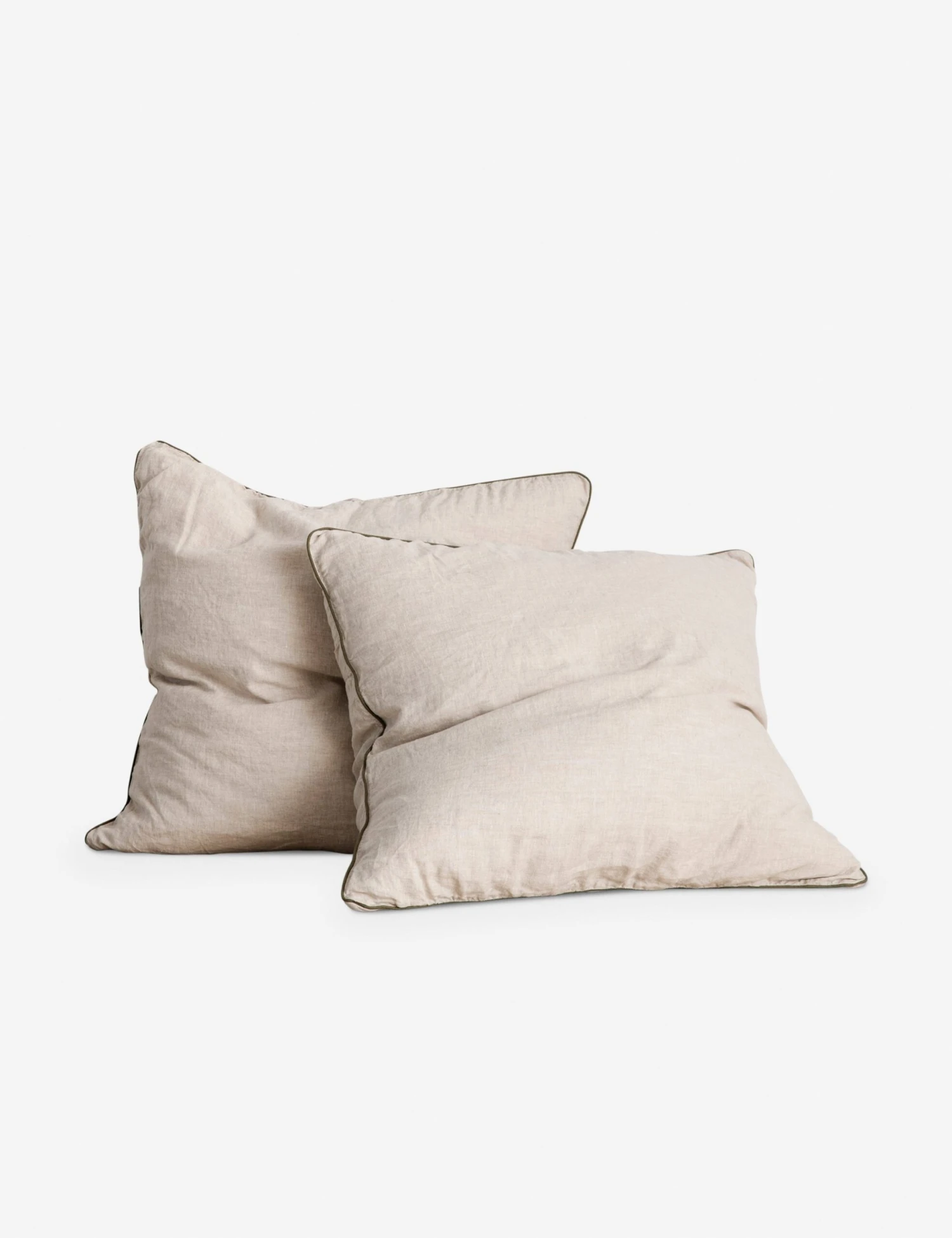 European Flax Piped Linen Euro Pillowcases (set Of 2) By Cultiver - Image 5