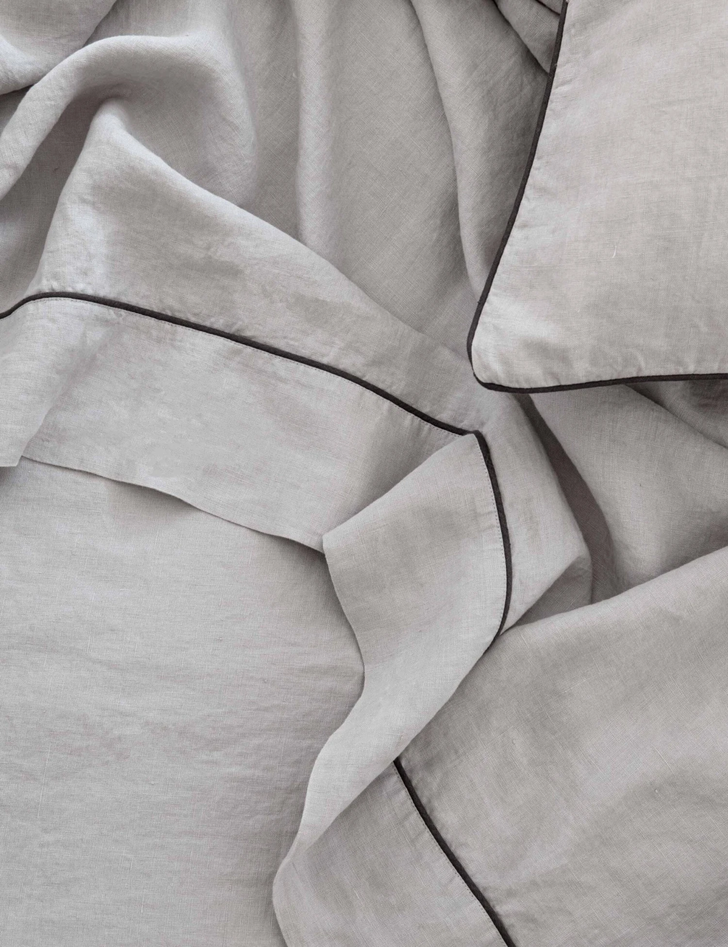 European Flax Piped Linen Flat Sheet By Cultiver